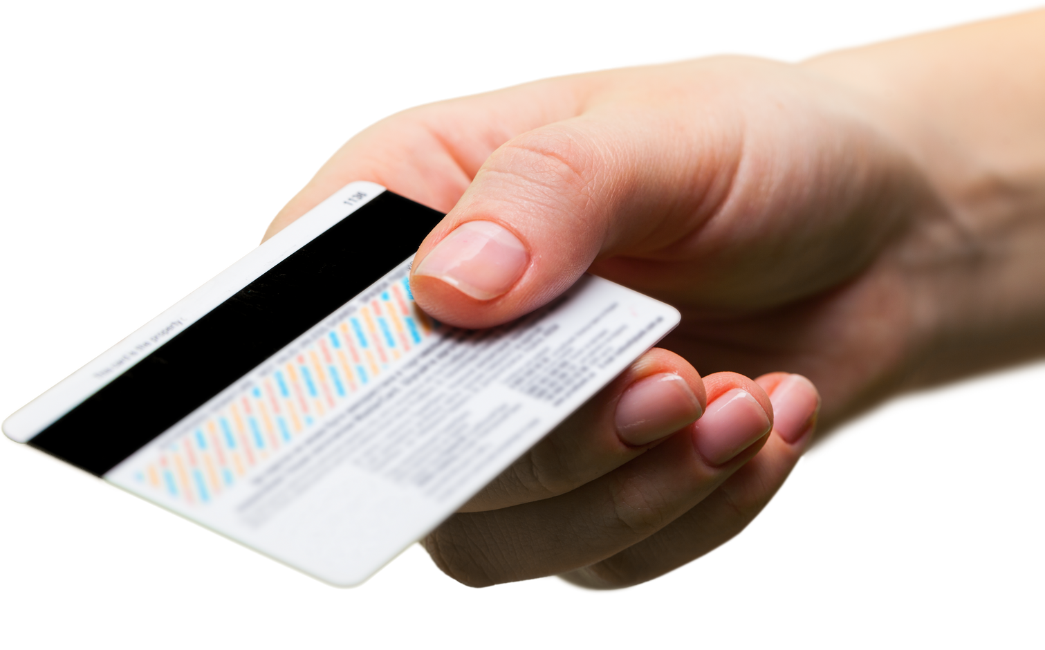 Credit card in a person's hand - isolated image